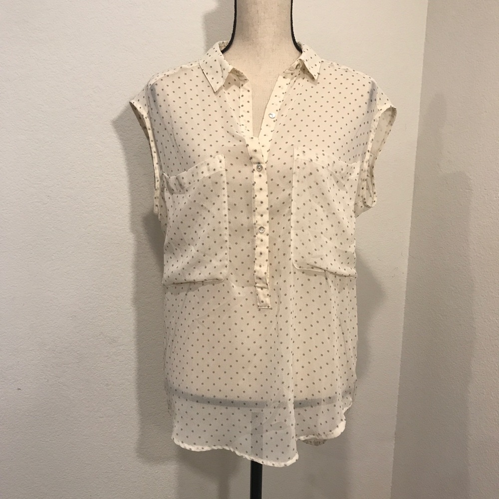 Zara Trafaluc  Button Down Polka Dot top Sz M